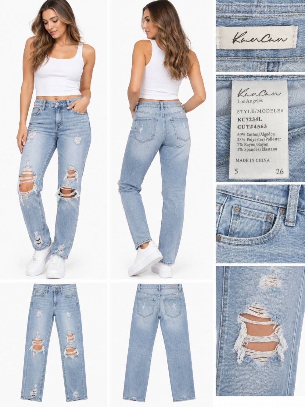 KanCan Light Wash Distressed Skinny Jeans Sz 5/26